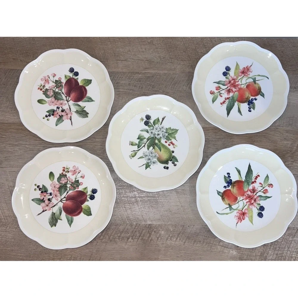 5 Orchard in Bloom by Lenox Accent Luncheon Plates Pear Plum Peaches Blossoms